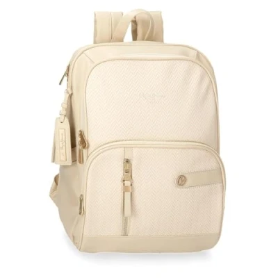 Abbildung von Pepe Jeans Sprig Casual Damenrucksack, Handtasche, Geldbörsen und Geldbörsen, RFID System, Kunstleder von Joumma Bags, Beige, Talla única, Wanderrucksack