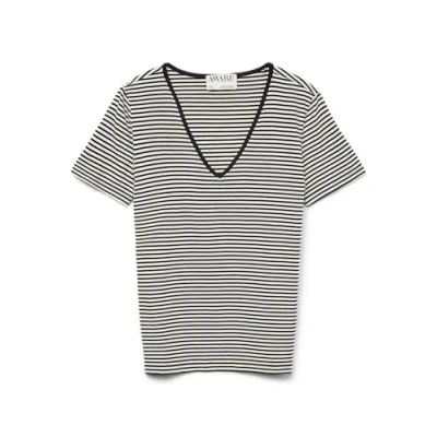 Abbildung von Aware Pepper V NECK Tshirt print, Damen, Größe: XS, Birch/black