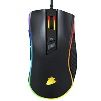 Abbildung von CSL Computer TITANWOLF Gaming Maus 12400 DPI mit RGB Beleuchtung, 8 programmierbare Tasten, Ergonomisches Design für ióptimalen Spielkomfort