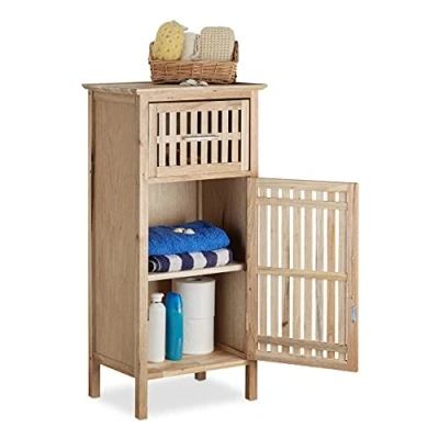 Abbildung von relaxdays Badregal Badschrank Walnuss freistehend