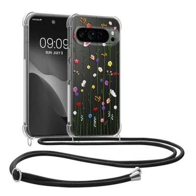 Abbildung von kwmobile Necklace Case kompatibel mit Google Pixel 9 Pro XL Hülle Silikon Cover Handykette Mehrfarbig Transparent Wildblumen Ranke