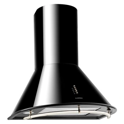Abbildung von Klarstein Lumio Neo Retro Dunstabzugshaube, Wandabzugshaube, Abzugshaube, Energieeffizienzklasse B, Breite: 60 cm, Abluft/Umluft, Abluftleistung: 610 m3/h, Edelstahl Gehäuse, schwarz