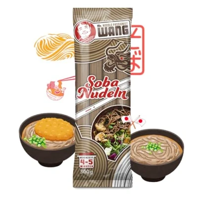 Abbildung von Mr. WANG Soba Nudeln 10 x 300g Japanische Weizennudeln mit herb nussigem Geschmack aus Buchweizen für Suppen und Wok Gerichte Vegan