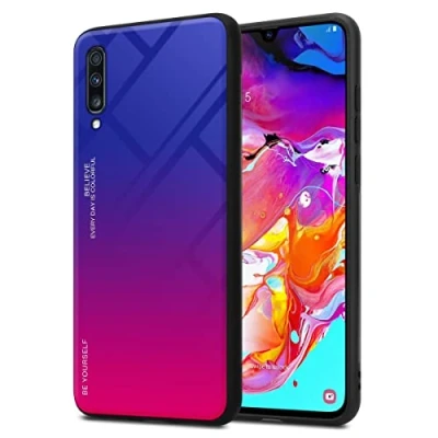 Abbildung von Cadorabo Hülle kompatibel mit Samsung Galaxy A70 / A70s Schutzhülle TPU Silikon Case Glas Slim Kratzfest Weiche Gummi Rundumschutz für in Schwarz