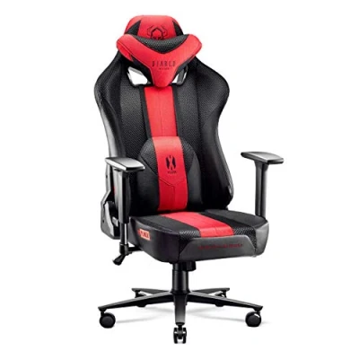 Abbildung von Diablo X Player 2.0 Gaming Stuhl Bürostuhl Gamer Chair Stoff 3D Armlehnen Ergonomisches Design Nacken/ Lendenkissen Wippfunktion Anthrazit Rot King (XL)