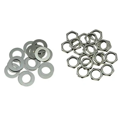 Abbildung von KAISH Northwest Guitars Gitarren Eingang, Ausgang, Buchse, Mutter und Unterlegscheibe, für Switchcraft Buchsen, Nickel, 20 Stück
