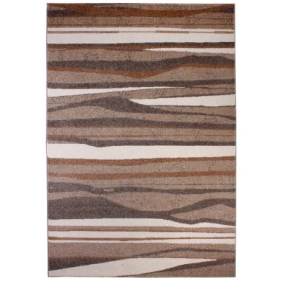 Abbildung von andiamo Webteppich moderner stilvoller Kurzflor Teppich robust und pflegeleicht aus 100% Polypropylen geeignet für Fußbodenheizung Saugroboter 160 x 230 cm Streifen Braun