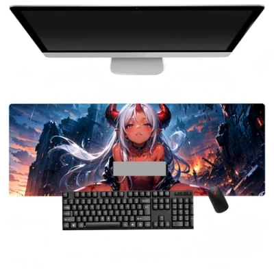 Abbildung von LWJUWOKL Anime Girl Sexy Mauspad, XXL Multifunktions Gaming Tastatur rutschfeste Gummiunterseite, Mauspad für Laptop, Computer, PC (800 x 300 mm)