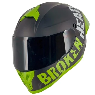 Abbildung von Broken Head BeProud Pro Sport Grün Motorradhelm Mit Sonnenblende und Spoiler Ltd. Edition 2 Visier (Schwarz + Klar) S (55 56 cm)
