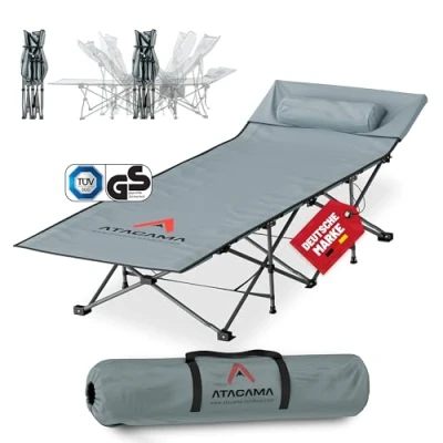 Abbildung von Atacama Feldbett Klappbar Ultraleichtes Campingbett Ideal für Outdoor Abenteuer und Karpfenliege Komfortabel, Tragbar XXL
