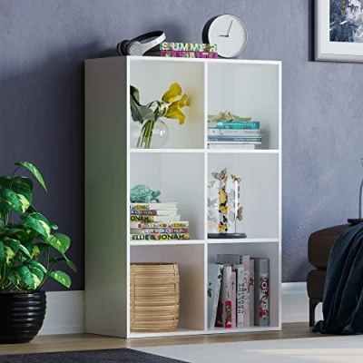 Abbildung von Vida Designs Durham Cube Bücherregal Aufbewahrung Organizer Wohnzimmer Home Office Möbel (6 Würfel, weiß)
