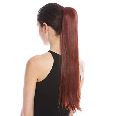 Abbildung von WIG ME UP YZF 1094S 35 Haarteil Zopf Pferdeschwanz Steckkamm und Band/Bändchen 63 cm lang glatt Rotbraun