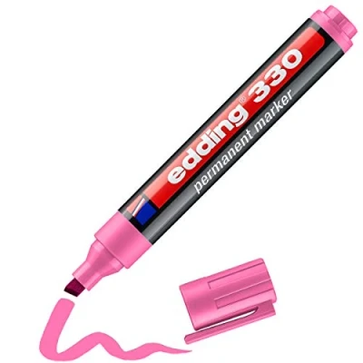 Abbildung von edding 330 Permanentmarker hell blau 1 Stift Keil Spitze 5 mm wasserfest, schnell trocknend wischfest für Karton, Kunststoff, Glas, Holz, Metall, Glas