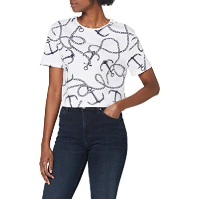 Abbildung von Lee Cooper Damen LC Cropped Tee T Shirt, Gestreift Blau, L