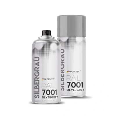 Abbildung von MICROTEC® Sprühlack 400ml hochwertiges Acryllackspray matt oder glänzend Sprühfarben für Metall, Holz, Kunststoff u.v.m. große Farbauswahl (Silbergrau RAL 7001)