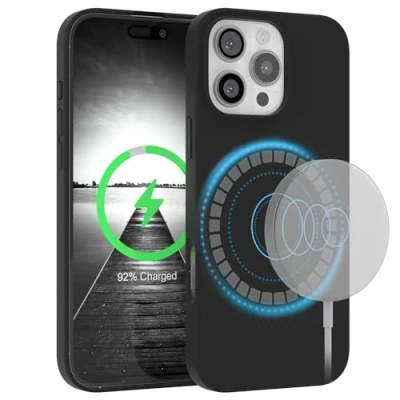 Abbildung von EAZY Case Silikonhülle für iPhone 16 Pro Max Hülle mit Qi Charging Silikon Schwarz weich stoßfeste Handyhülle Schutzhülle Kameraschutz Dünn Schutz Cover TPU Bumper in