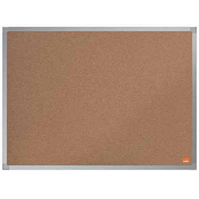 Abbildung von Nobo Kork Notiztafel, 45 x 60 cm, Aluminiumrahmen, Traditionelle Eckmontage, Naturbraun, Essence Serie, 1915460