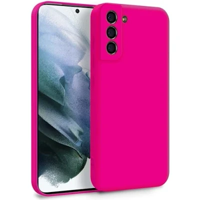 Abbildung von MyGadget Hülle für Samsung Galaxy S21 Plus Zweilagige Handyhülle mit Kameraschutz Cover Innenfutter &amp; Silikon außen Magenta Rot