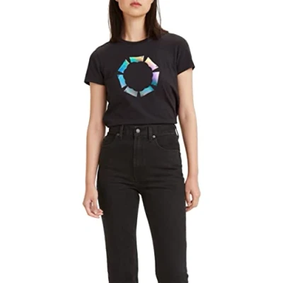 Abbildung von Levi&#039;s THE Perfect Tshirt print, Damen, Größe: Small, Iridescent caviar black