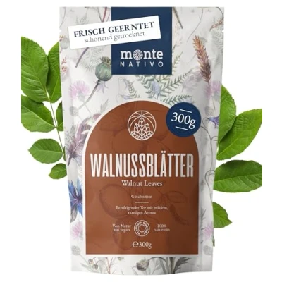 Abbildung von Walnussblatt Tee Monte Nativo (300g) schonend getrocknete Walnussblätter für Aromatischer Walnussblättertee, Loser Kräutertee ohne Zusätze, 100% naturrein