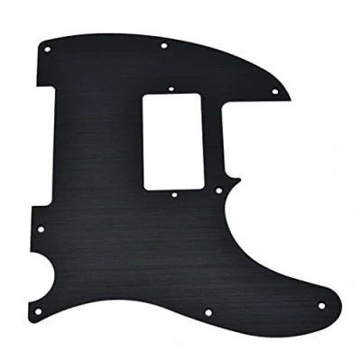 Abbildung von KAISH 8 Loch Metall Aluminium eloxiert Tele Humbucker Pickguard TL Pick Guard Scratch Plate für USA/Mexiko Telecaster/Telecaster/Tele Schwarz