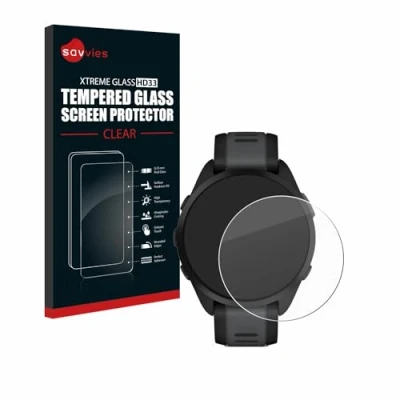 Abbildung von Savvies Panzer Schutz Glas für Garmin Forerunner 165 9H Hartglas, Anti Fingerprint, Displayschutz