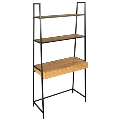 Abbildung von Riess Ambiente Industrial Schreibtisch Regal Slim LINE 175 cm Natur Wildeiche Design schwarz mit Schublade Computertisch