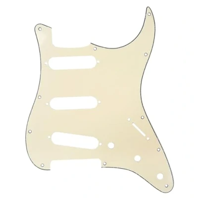 Abbildung von Musiclily 11 Löcher SSS Strat Pickguard Gitarre Schlagbrett für Fender American/Mexican Standard Stratocaster Modern Style E Gitarre,3 lagig Crème