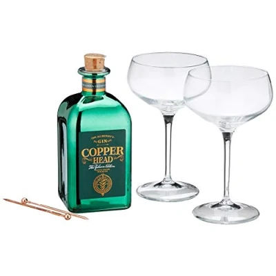 Abbildung von Copperhead London Dry Gin inklusiv 2 Martinigläsern (1 x 0.5 l)