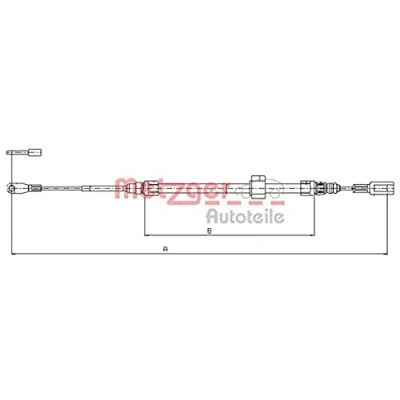 Abbildung von METZGER 10.9882 Handbremsseil vorne 1990/285 Scheibenbremse COFLE MERCEDES BENZ: Sprinter 3 T Kastenwagen, 4 Pritsche/Fahrgestell