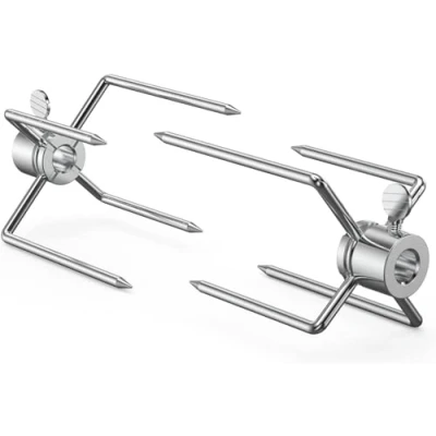 Abbildung von Onlyfire Fleischnadeln Verchromt BBQ Fleischnadel mit Durchmesser 12mm Feststellschraube , Fleischklammer doppelt Fleischklammern für Drehspieß, Hähnchen, Schaschlik und vieles mehr(2 Stück)