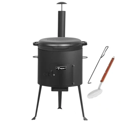 Abbildung von BBQ Toro Gusseisen Kazan mit Ofen Ø 39,5 cm 16 L Gusstopf Deckel, Gusseisentopf Gulaschkessel, Feuerkessel, Outdoor Feuer Ofen, Eintopfofen, Feuerstelle, Außenküche, Utschak