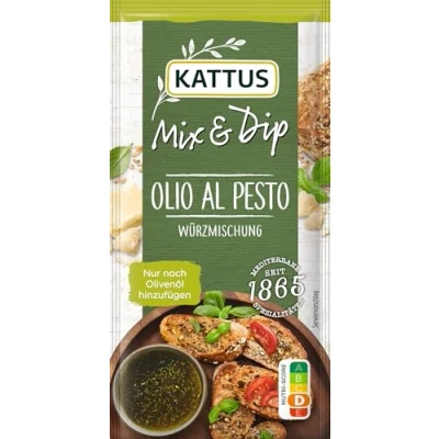 Abbildung von Kattus Pesto Würzmischung Gewürzmischung für selbstgemachtes Olio al ohne Geschmacksverstärker, Farbstoffe 5 g im Beutel