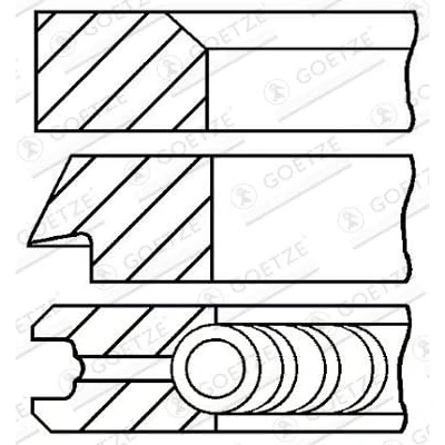 Abbildung von GOETZE ENGINE 08 109107 00 Kolbenringsatz 91,4mm 0,5mm MERCEDES BENZ: E Klasse Limousine, C Sprinter 3 T Kastenwagen