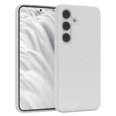 Abbildung von EAZY CASE Premium Silikon Handyhülle kompatibel mit Samsung Galaxy S24, Slimcover Kameraschutz und Innenfutter, Silikonhülle, Schutzhülle, Bumper, Handy Case, Hülle, Softcase, Weiß