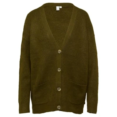 Abbildung von QS Strickjacke, Damen, Größe: Small, Olivgrün