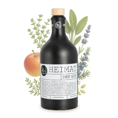 Abbildung von HEIMAT Dry Gin 43% 18 mediterranen Botanicals wie Apfel, Salbei, Thymian, Lavendel, Ingwer Exklusiver aus Deutschland prämiert World Spirit Awards 2022 (500ml)