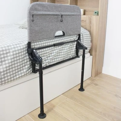 Abbildung von KMINA Bettgitter Rausfallschutz Faltbar (von 90 bis 180 cm), Verstellbarer Aufstehhilfe Bett Senioren, Klappbares für Ältere Menschen, Klappbar Erwachsene