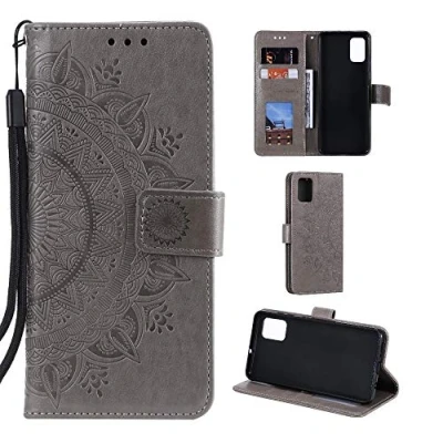 Abbildung von CoverKingz Handytasche kompatibel mit Samsung Galaxy A51 Handy Case Kartenfach Handyhülle Flipcase klappbar Motiv Mandala Grau