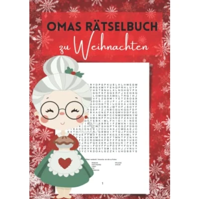 Abbildung von Omas Rätselbuch zu Weihnachten: Wortsuchrätsel mit 1200 versteckten Begriffen zum Suchen für Erwachsene und Senioren