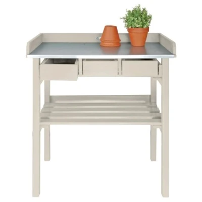 Abbildung von Esschert Design Gartenwerkbank weiß CF29W