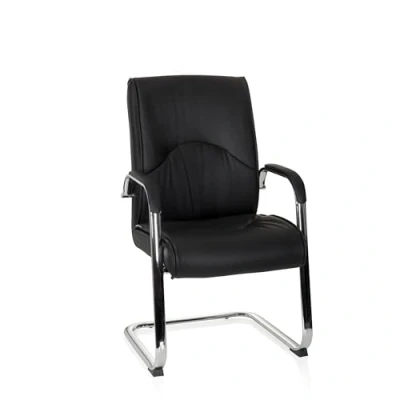 Abbildung von hjh OFFICE 706813 Besucherstuhl Freischwinger SOVRANO V Kunstleder Schwarz/Chrom Konferenzstuhl ergonomisch geformt