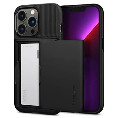 Abbildung von Apple iPhone 13 Pro Hülle Kunststoff Spigen Hard Case/Backcover Handyhülle Schwarz Shockproof/Stoßfest