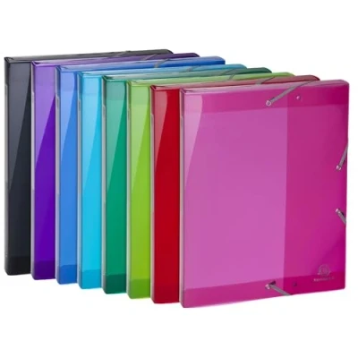 Abbildung von Exacompta 59670E 8er Pack Sammelbox Iderama mit Gummizug 25 mm breit aus halb transluzentem Kunststoff Rückenschild für DIN A4 Archivbox Heftbox Dokumentenbox Zeichenbox farbig sortiert