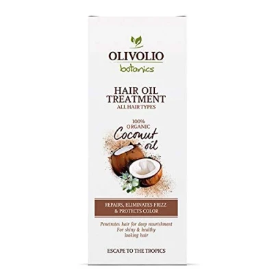 Abbildung von Olivolio botanics 100% natürliches Haaröl mit Bio Kokosnussöl/Kokosöl ohne Mineralöl und Parabene 90 ml