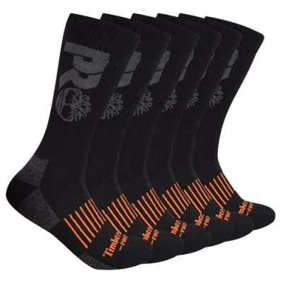 Abbildung von Timberland PRO Herren 6er Pack Crew Socken, Schwarz, X Large