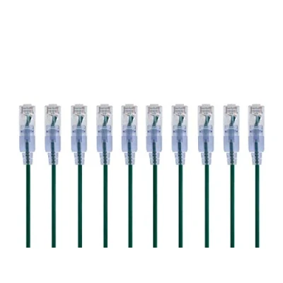 Abbildung von Monoprice Cat6A Ethernet Patchkabel Snagless RJ45, 550 MHz, 10 G, UTP, reiner blanker Kupferdraht, 30 AWG, Stück, 60 cm, Grün SlimRun Serie