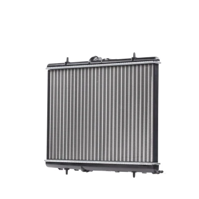 Abbildung von NRF EASY FIT 50438 Kühler, Motorkühlung Aluminium 557 380 27 mit Anbauteilen Kühlrippen gelötet PEUGEOT: 307 Schrägheck, CC, 407 Coupe