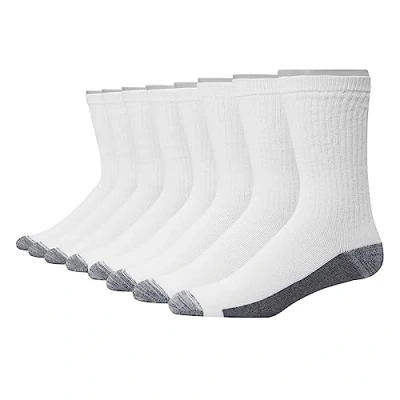 Abbildung von Hanes Herren Max Cushioned, Moisture with Odor Control, Multi Ultimate 8er Pack Ultra Cushion FreshIQ Geruchskontrolle mit Wicking Crew Socken, Fußunterteil in Weiß/Grau, 8 Stück, 37.5 46 EU
