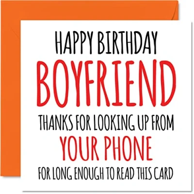 Abbildung von Stuff4 Lustige Geburtstagskarten für Freund Look Up From Your Phone Witz Happy Birthday Karte von Freundin Partner, Banter Geburtstagsgeschenke, 145 mm x Grußkarten
